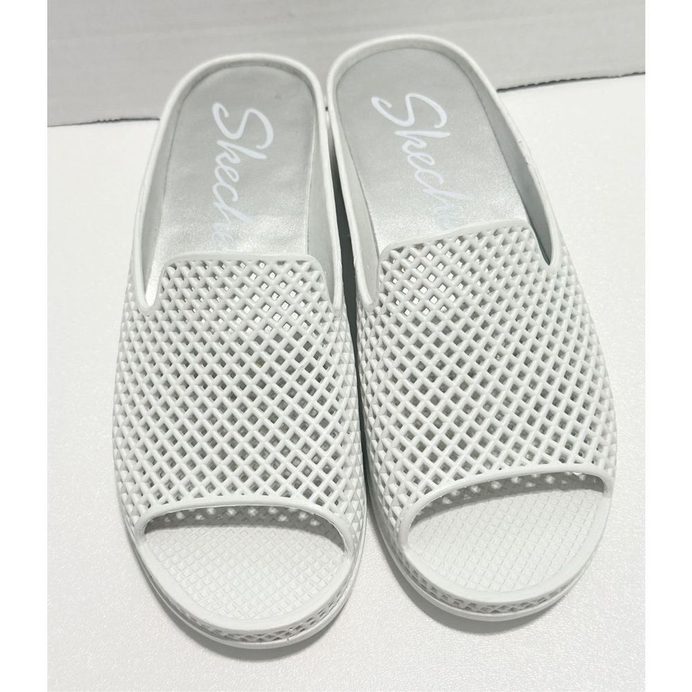 Skechers Plastic Waffle Design Open Toe Slip-On Slides‎ Wedge Sandals White Sz 7 - Picture 3 of 11
